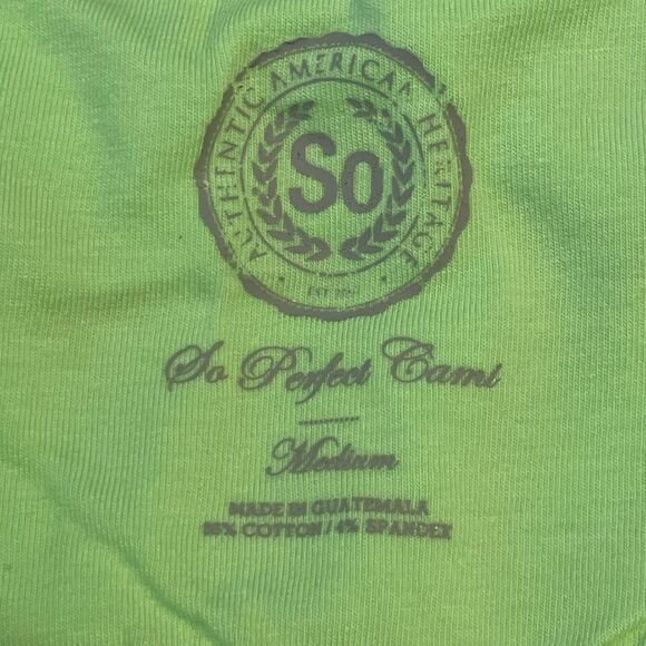 SO Camisole Tank Top Lime Green Sleeveless Spaghetti Strap Shelf Bra M - Picture 5 of 8